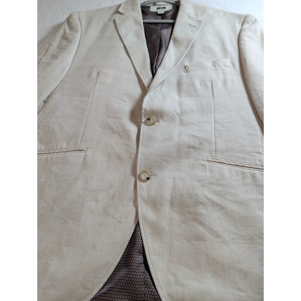 Joseph Abboud Mens Beige Cream Linen Blend Two Button Sport Coat Blazer XL